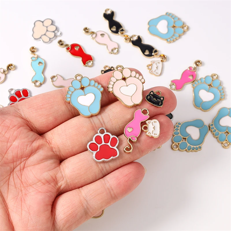 Duarte 20 Stück/Set Niedliche Tier-Anhänger, Emaille-Hundepfotenabdruck-Charms für Schmuckherstellung, Ohrringe, Halsketten, DIY-Bastelgeschenke – Detail 2