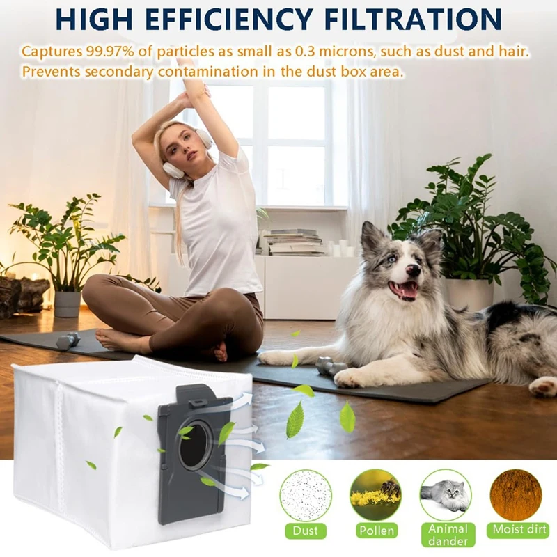 Manteaux Combles pour Aspirateur Robot Dreame L10S Pro/X30 Ultra/X40 Ultra, Bas à Vidange existent, Sacs à Poussière de Grande Capacité de 3.2 Litres