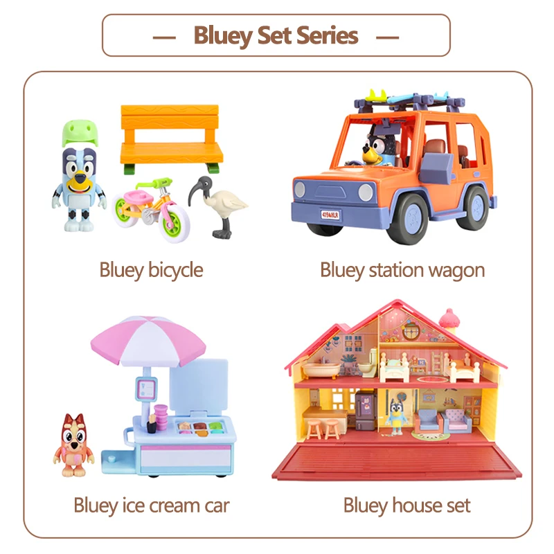 Bluey And Bingo Dog Family House Toy Set Anime Figure Cosplay Living Room Sofa Bed Ornaments Play House Gift For Children