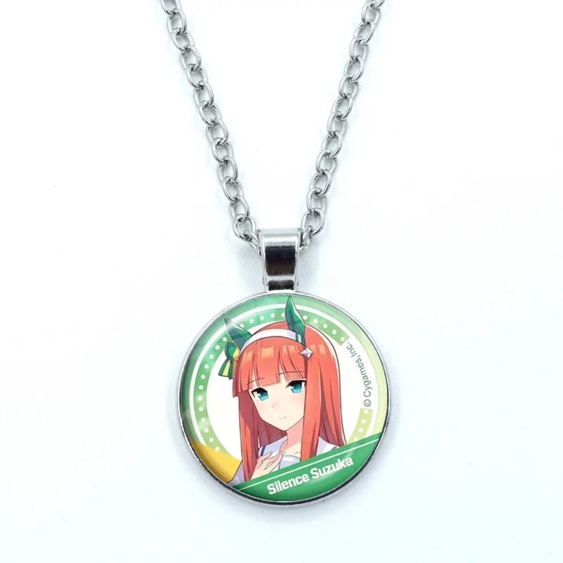 Special Week Silence Suzuka Tokai Teio Vodka Necklace for Women Jewelry Anime Cartoon Cabochon Glass Pendant Necklace Wholesale