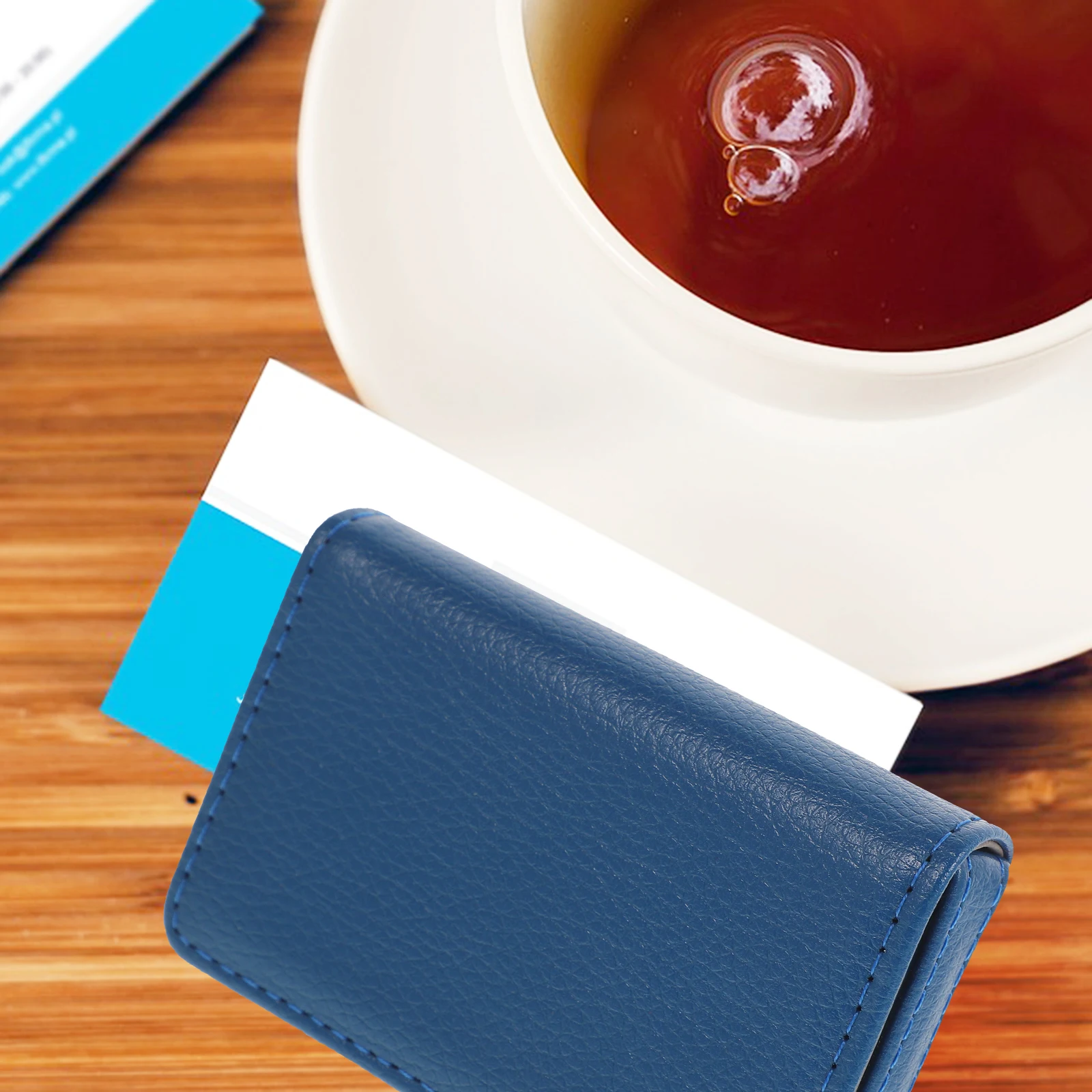 Business Card Case Organizer Name Cards Holder Storage Box Portable Office Accessory Pu Desktop Container For Women