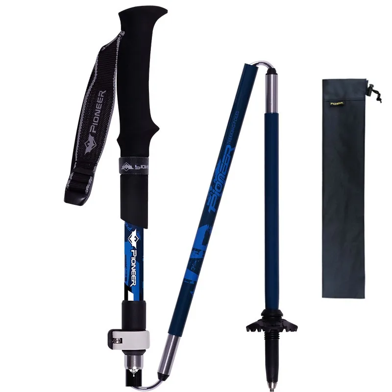 Ultra-light 5 Section Adjustable Carbon Fiber Aluminum Walking Stick Folding Collapsible Cane Non-slip Rubber Trekking Pole