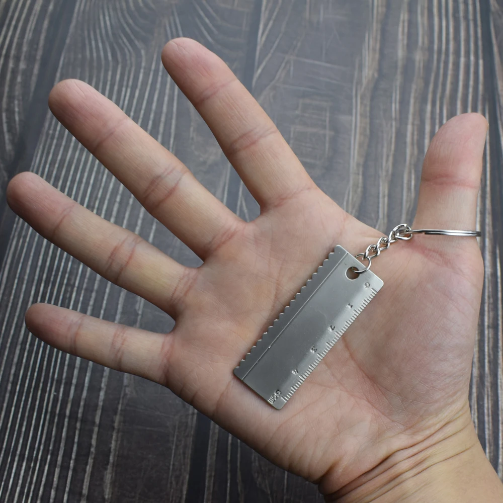 1pc Portable Mini Metal Ruler 5cm Scale with Key Pendant Measuring Tools