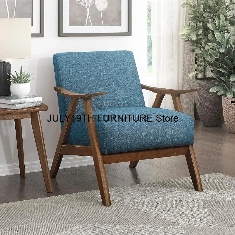 Lexicon Elle Accent Chair, For Relaxing, Arm Rest, Wood, Blue Chairs For Bedroom Living Room Furniture Lounge Chair Floor Chair