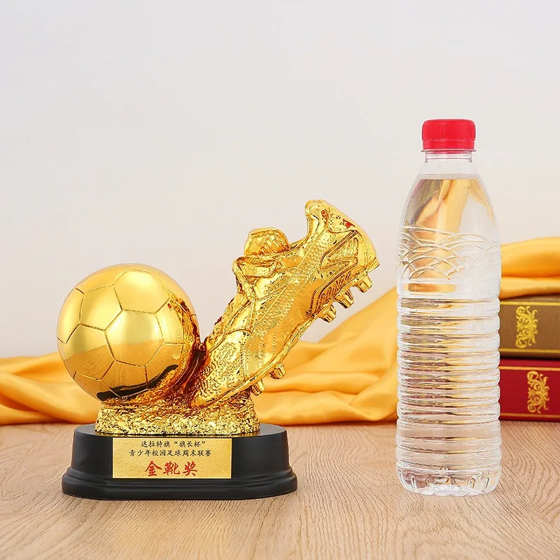 New Premium Resin Gold Plated Trophy Model Striker Award Golden Boot Trophy Football Championship Trophy