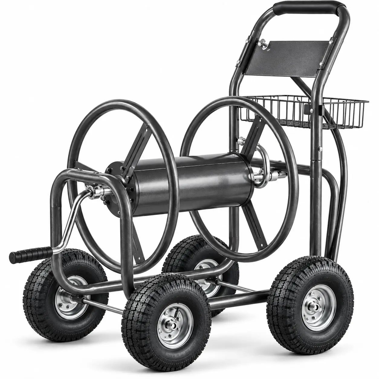 Garden Hose Reel Cart with Wheels, 300 FT Heavy Duty Water Hose Capacity, Portable Outdoor Hose Storage Organizer with Handle
