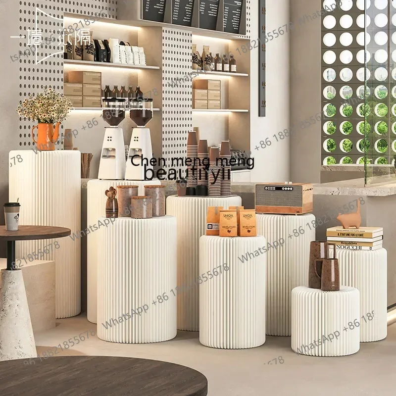 k182Cylindrical Display Stand for Mall Exhibitions, Product Display Stand, Storage Window, Easy to Assemble