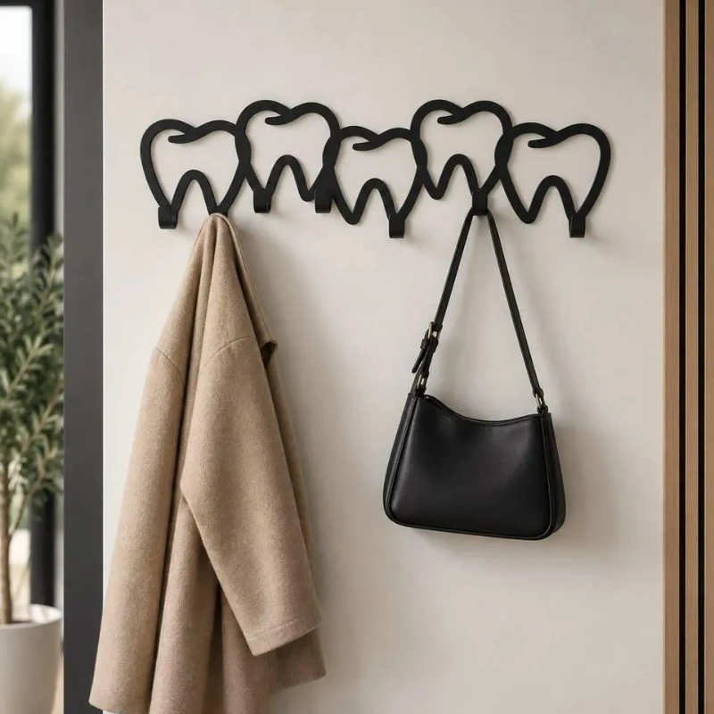 CIFBUY Dental Tooth Iron Wall Hooks Metal Hanger For Clinic Office Waiting Room Key Coat Bag Home Decor Organizer Gift
