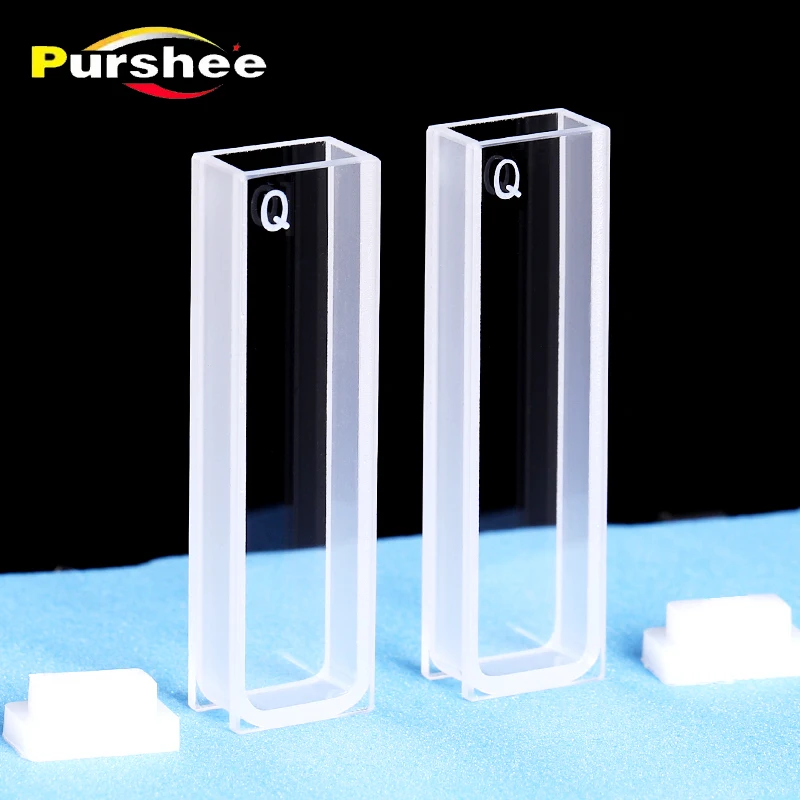 

2 PCS quartz cuvette cells with lid 5mm path length JGS1 for spectrophotometer lab