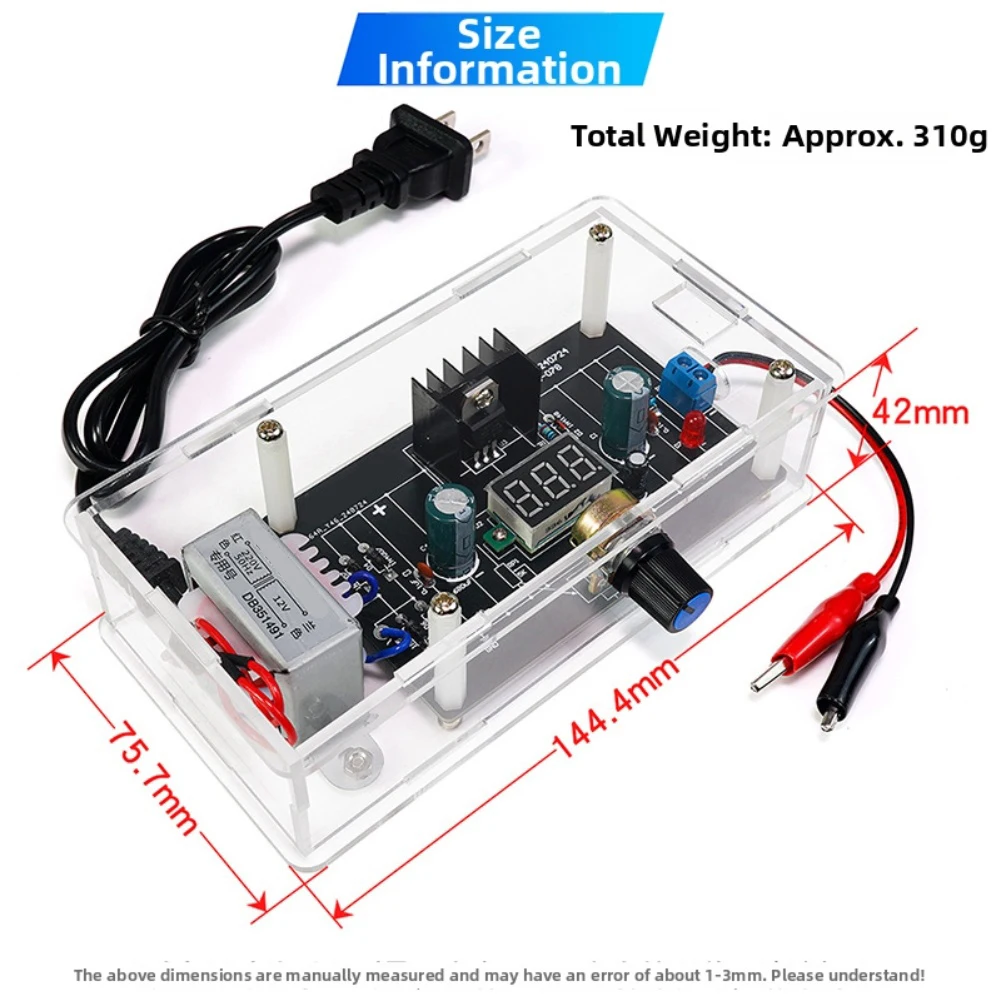 LM317 Adjustable Power Supply DIY Kit 1.25-12V Regulated Module With Voltmeter For Acrylic Case For Electronics Student Learning