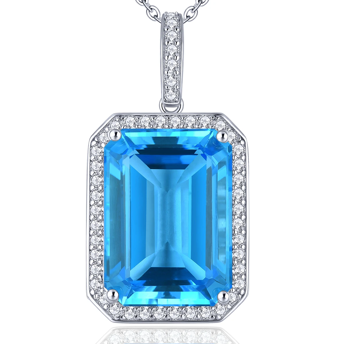 

Pure 21 Carats Sterling Silver 925 Pendant Natural Swiss Blue Topaz Pendant Octagon Cut Gemstone Deep Blue Topaz Pendant