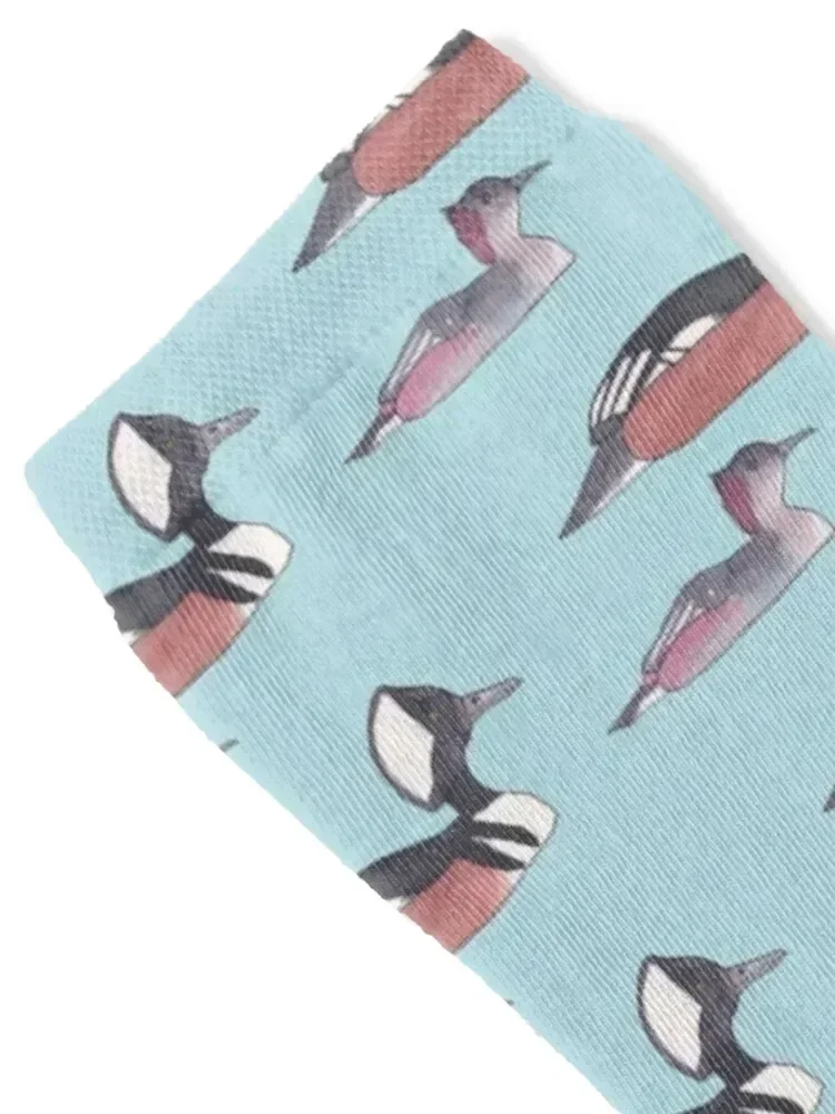 Hooded Merganser male and female bird species wildlife art Socks cool man floor set Male Socks Women's