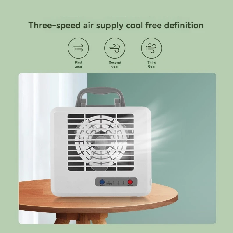 Mini air conditioning fan, dustproof mesh cover, three-level waterproof and silent air supply, desktop small fan, office small