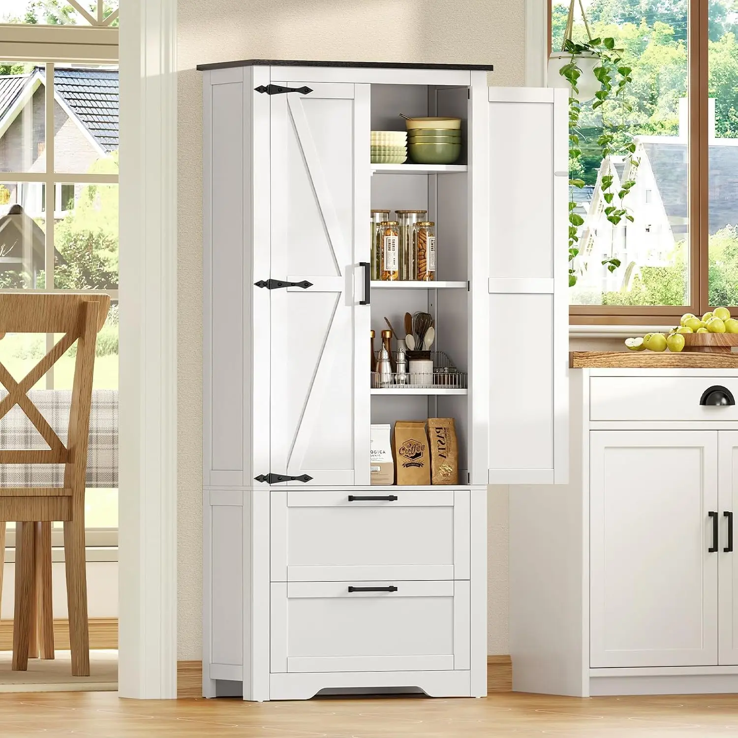 Storage Cabinet with Doors & Adjustable Shelf