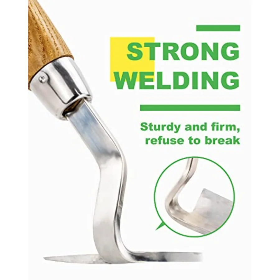 Faucille de désherbage japonaise pour un petit jardin : houe à main droite en acier inoxydable avec lame de 13 pouces pour culte de désherbage efficace