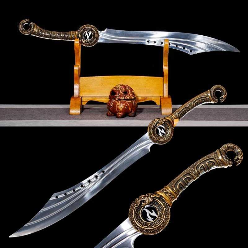 

Chinese Wushu Big Sword,Metal Blade,Kungfu Training Swords,Movie Props,Home Decorative Craft,Non Sharp