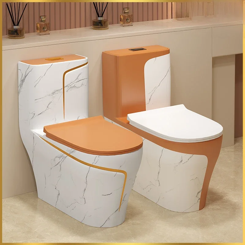 

Light luxury orange household pumping color ceramic odor-proof small apartment seat toilet siphon type