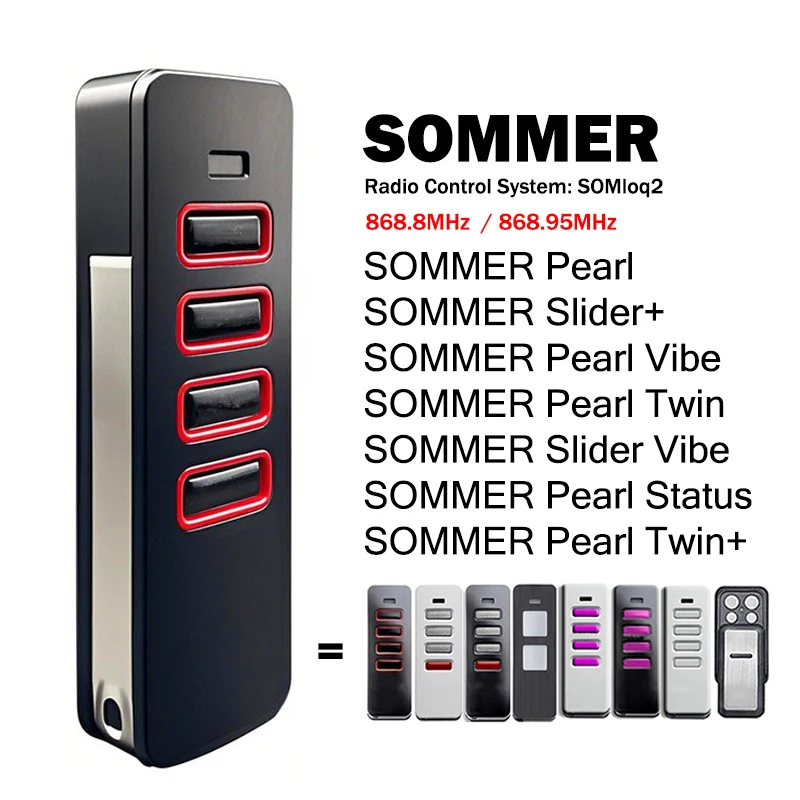 

For SOMMER Pearl Vibe Twin Status SOMloq2 4018 4019 4018V000 4019V000 TX55-868-4 Garage Door Remote Control 868.8MHz 868.95MHz
