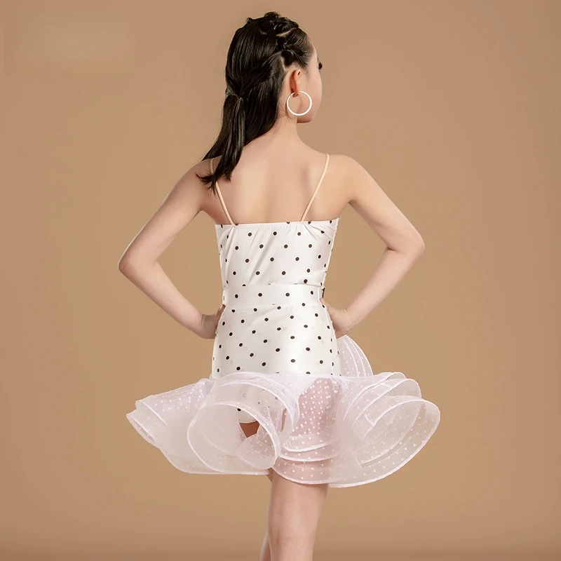 2025 فستان رقص لاتيني بدلة جديدة للفتيات للربيع والصيف شبكة ممارسة المهنية المنافسة أداء فستان رقص الملابس