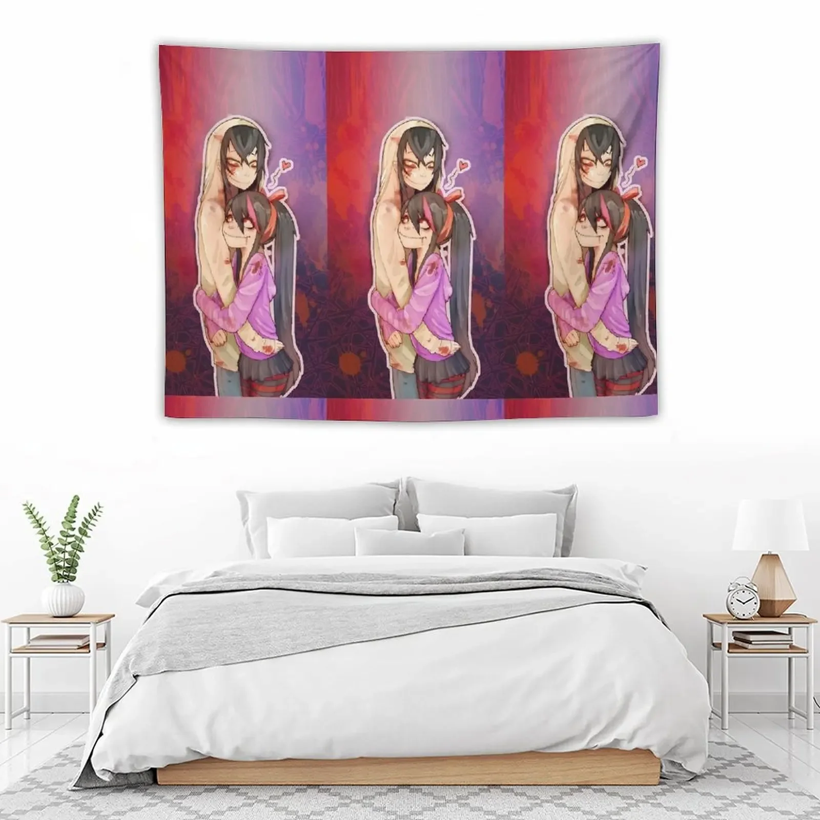 Creepypasta: Jeff the killer andNina the killer Tapestry Wall Hanging Wall House Decorations Tapestry