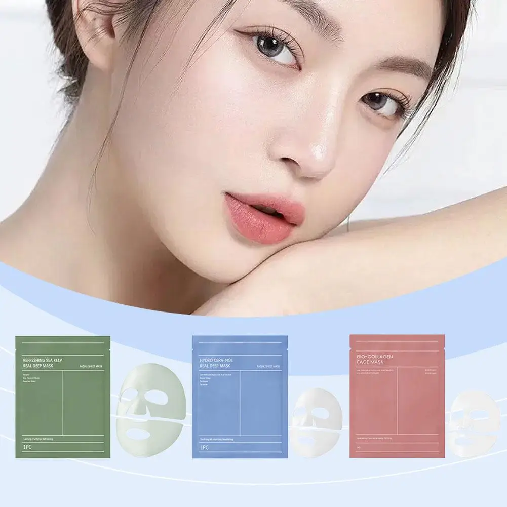 2/3PC Seaweed Collagen Essence Full Face Facial Mask Hydrogel Mask Mask Brighten Sheet Deep Collagen Moisturizing Face Over P9I8