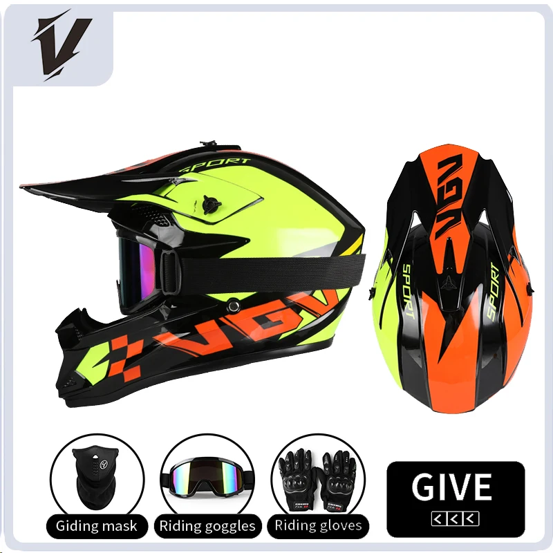 Motorradhelm - Offroad-Helm für Motorrad, Motocross, Rennen, Downhill AM DH, Universeller Helm für Kinder und Erwachsene mit 3-teiligem Geschenkset