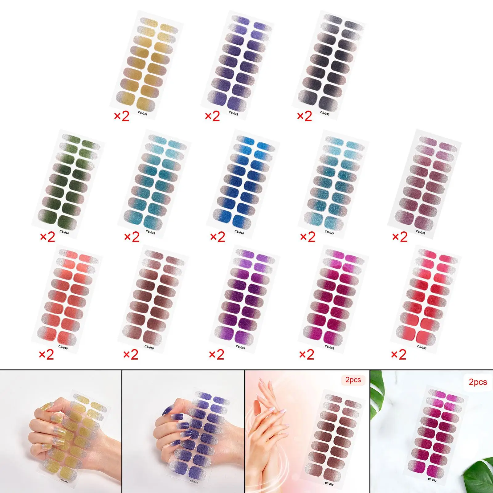 2 Pieces Nail Stickers Press on Nails Manicure Accessories for Nail Salons