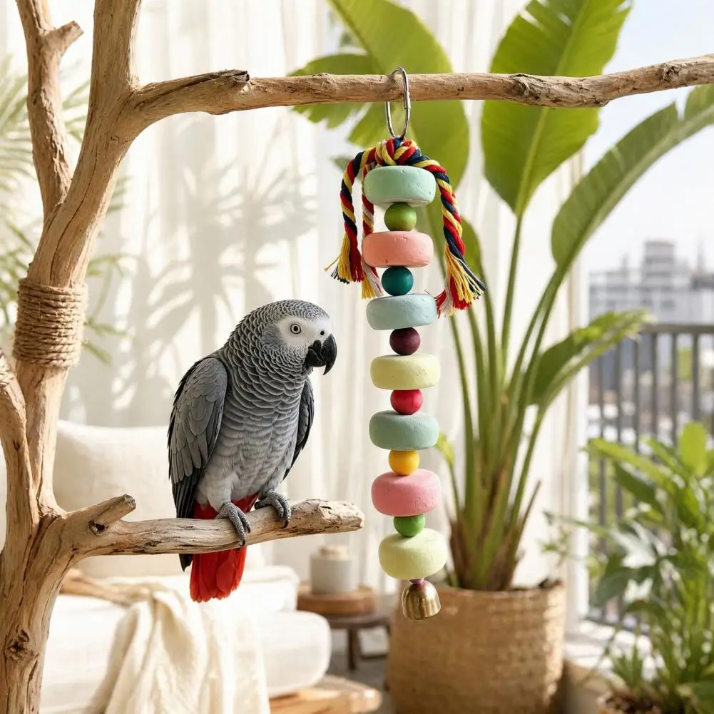 Parrot Anxiety Relief Toy,Colorful Beaded Parrot Chew Toy, Birdcage Hanging Toy for Cockatiels Budgies Boredom Relief