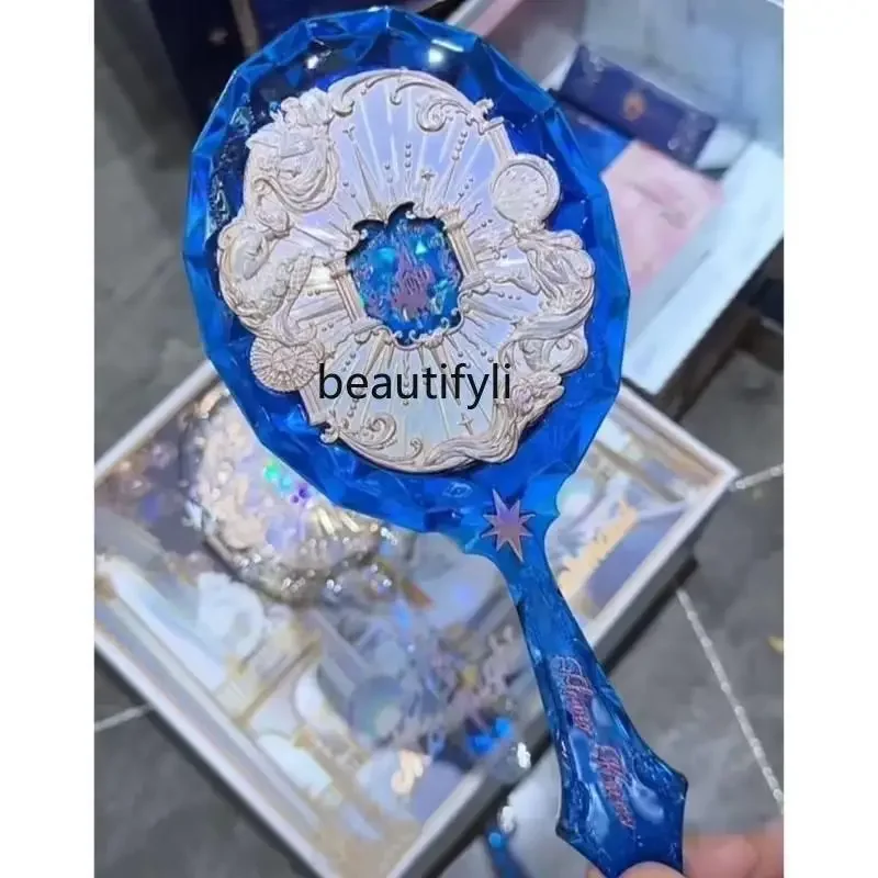 Flower Knowledge Moonlight Mermaid Handheld Mirror Dream Diamond Cold Water Cup Girl Portable Makeup Mirror