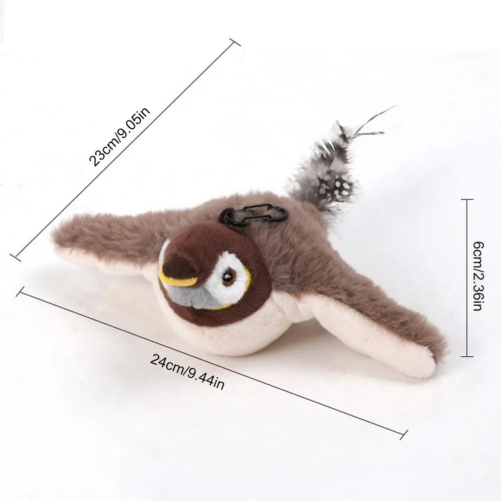 Chirping Bird Cat Toy Cat Toy Simulation Bird Toy Sparrow Flapping Wings Kitten Toys Vivid Chirping Rechargeable Interactive Cat