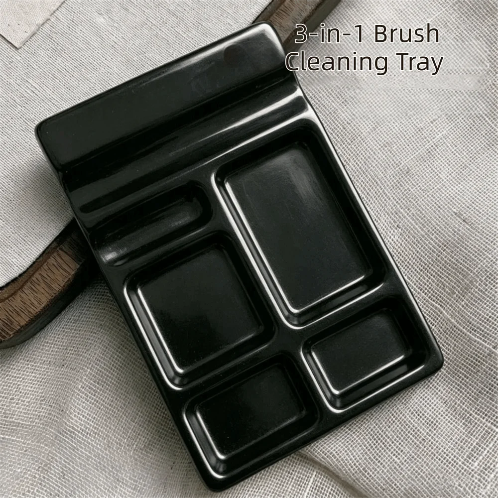 Anti-Seepage Nail Palette Sturdy Durable Multi-Compartment Ceramic Palette Gel Color Blending Easy To Clean Brush Cleaning Tray