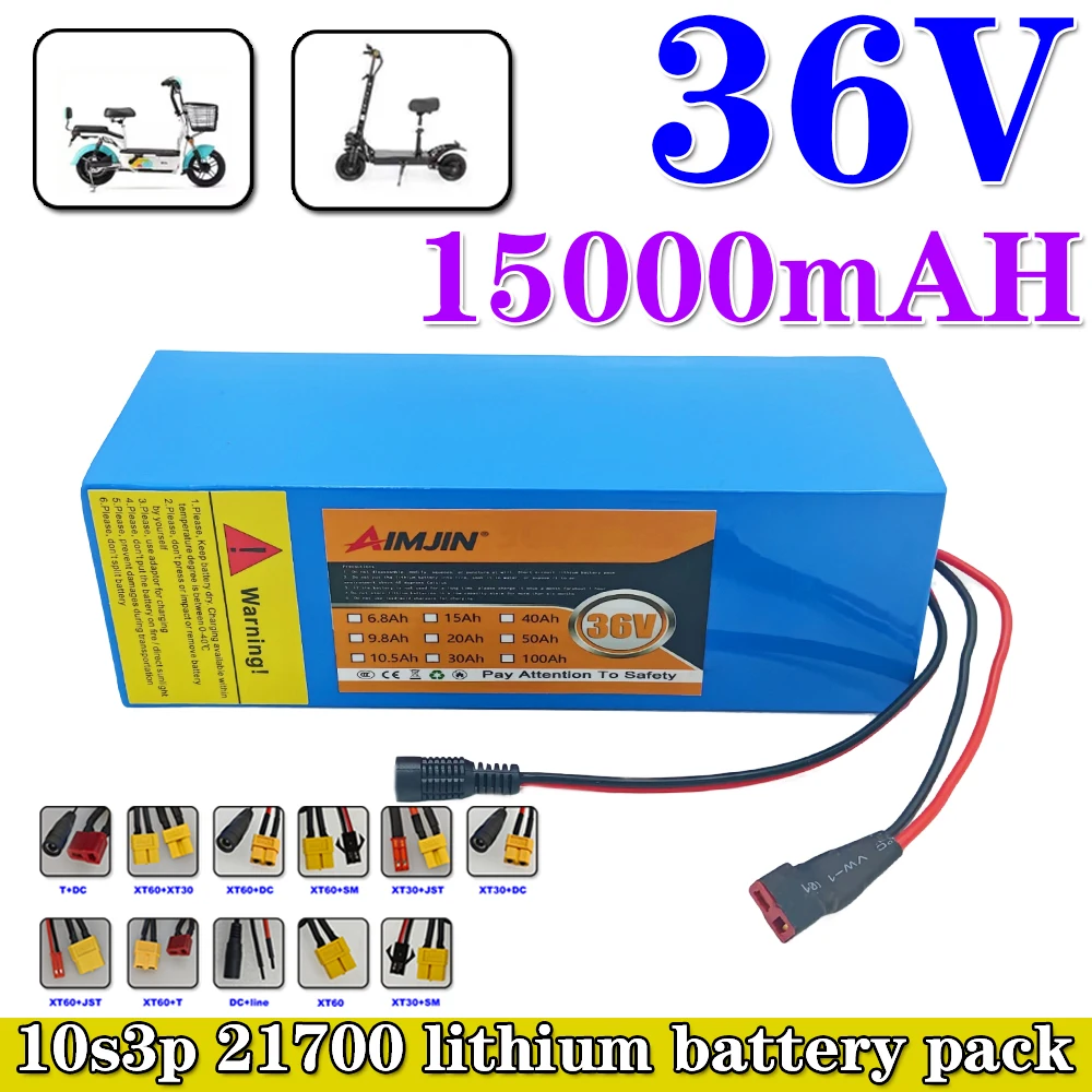 New 21700 10S3P Lithium-ion Battery 36V 15Ah 1000W Power Tool Battery Outdoor Backup Battery with 30A BMS