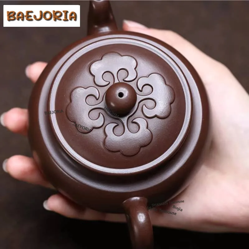 280ml Creative Yixing Purple Clay Teapots Handmade Ruyi Pot Raw Ore Purple Mud Kettle With Strainer Zisha Tea Set Teaware Gift