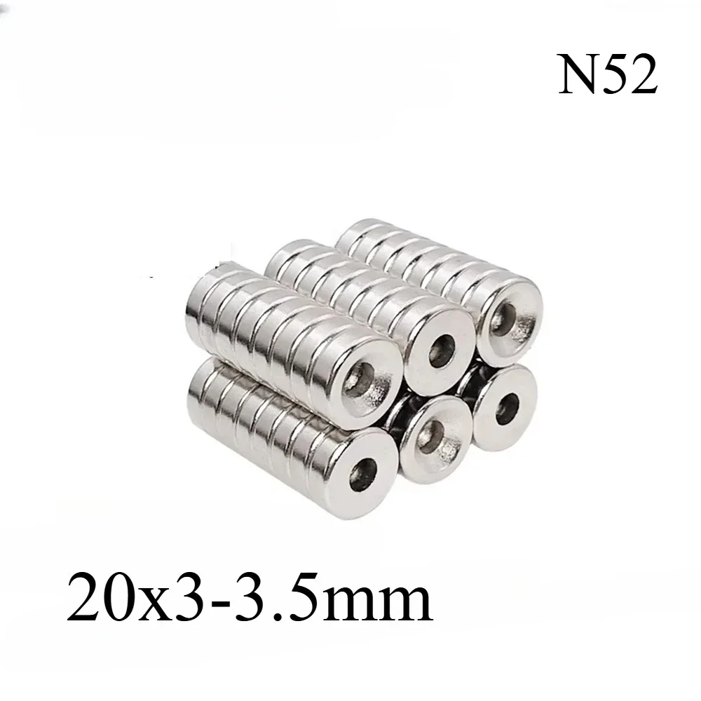 N52  20x3-3.5 20X5-5mm 20X10-5mm N35 Hole Refrigerator Magnet strong neodymium NdFeB Super Round Disc Ring Office Home Craft