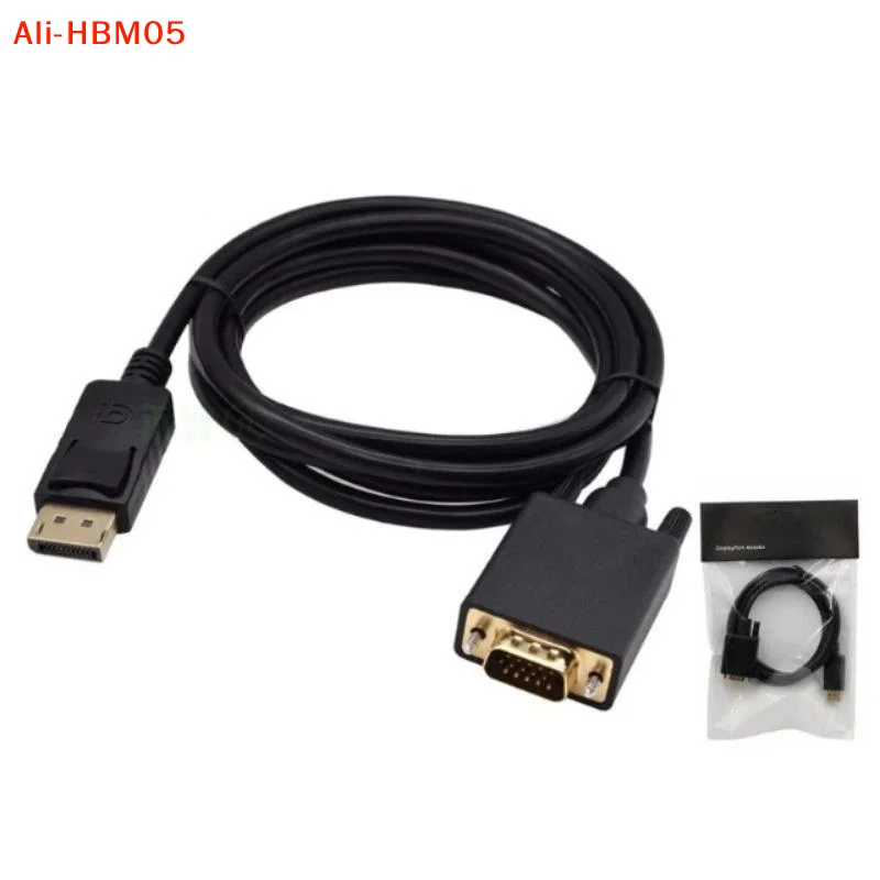 (HB05)1Pcs 1.8 Meters DP Male To VGA/DVI Cable Male Converter Gold-Plated Connector 1080p For Computer Desktop Laptop PC Monitor - view 4