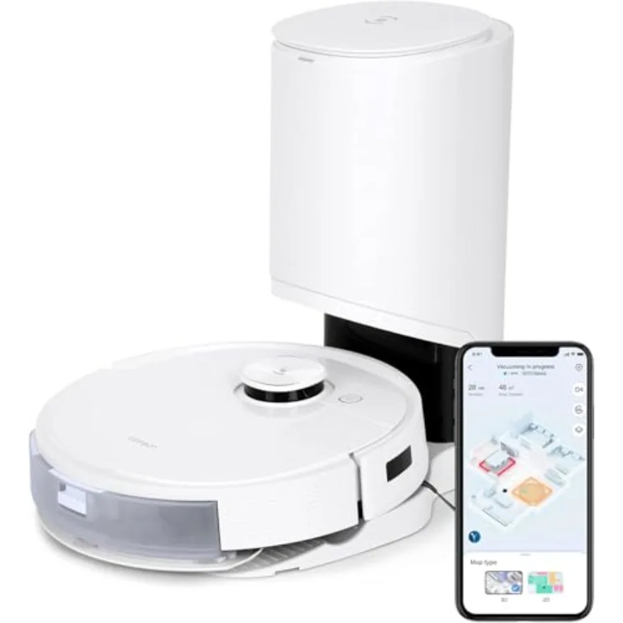DEEBOT TEO+ Robot Vacuum and Mop Combo with Auto-Empty Station Precision Laser Mapping 3D Maps Oscillating Mopping 3000Pa Sucti
