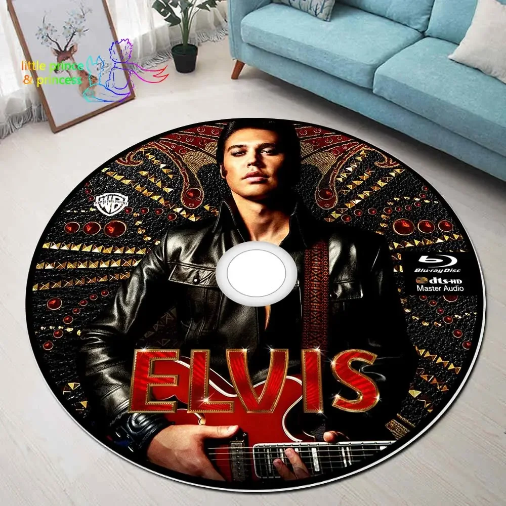 

E-Elvis Music CD Round Mat Halloween Horror Round Rug Bathroom Mat Home Decor Living Room Kitchen Rug