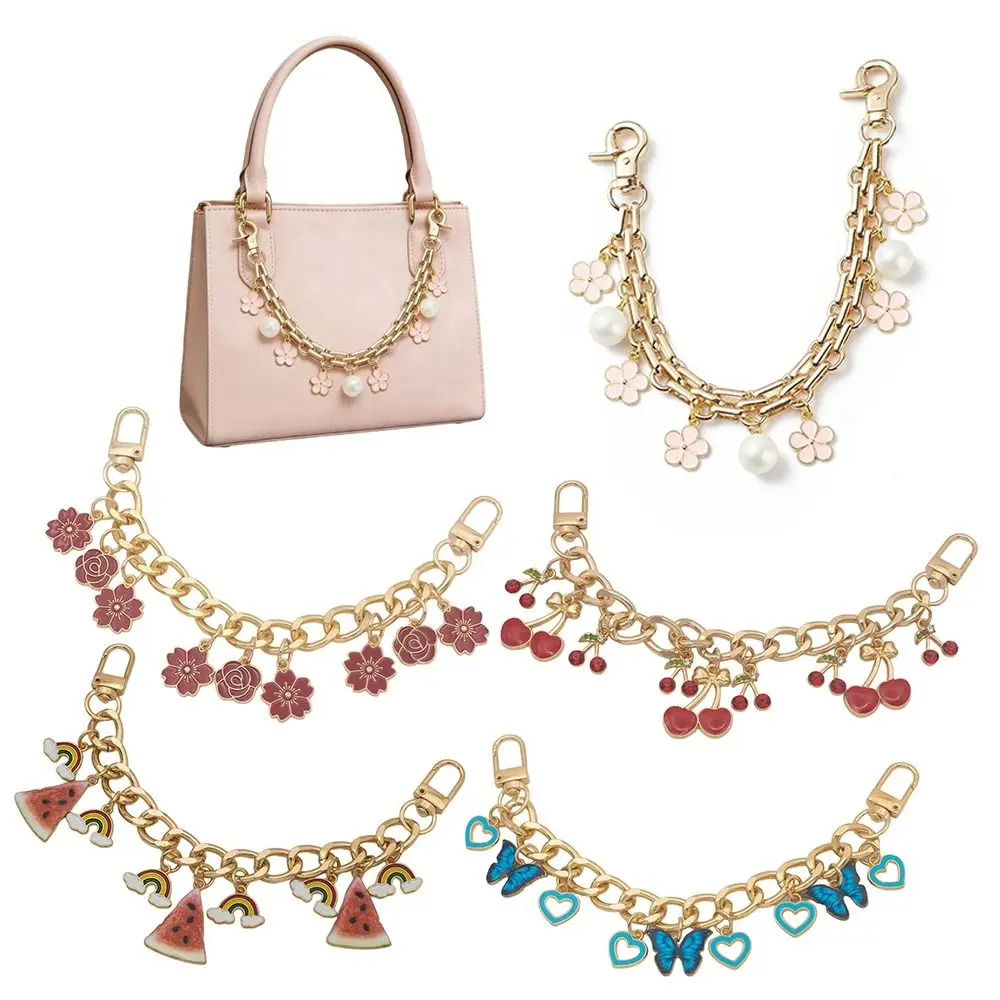 Metal Purse Extender Chain Cherry Butterfly Length Adjustment Bag Charm Chain Versatile Beautiful Purse Charms for Crossbody Bag