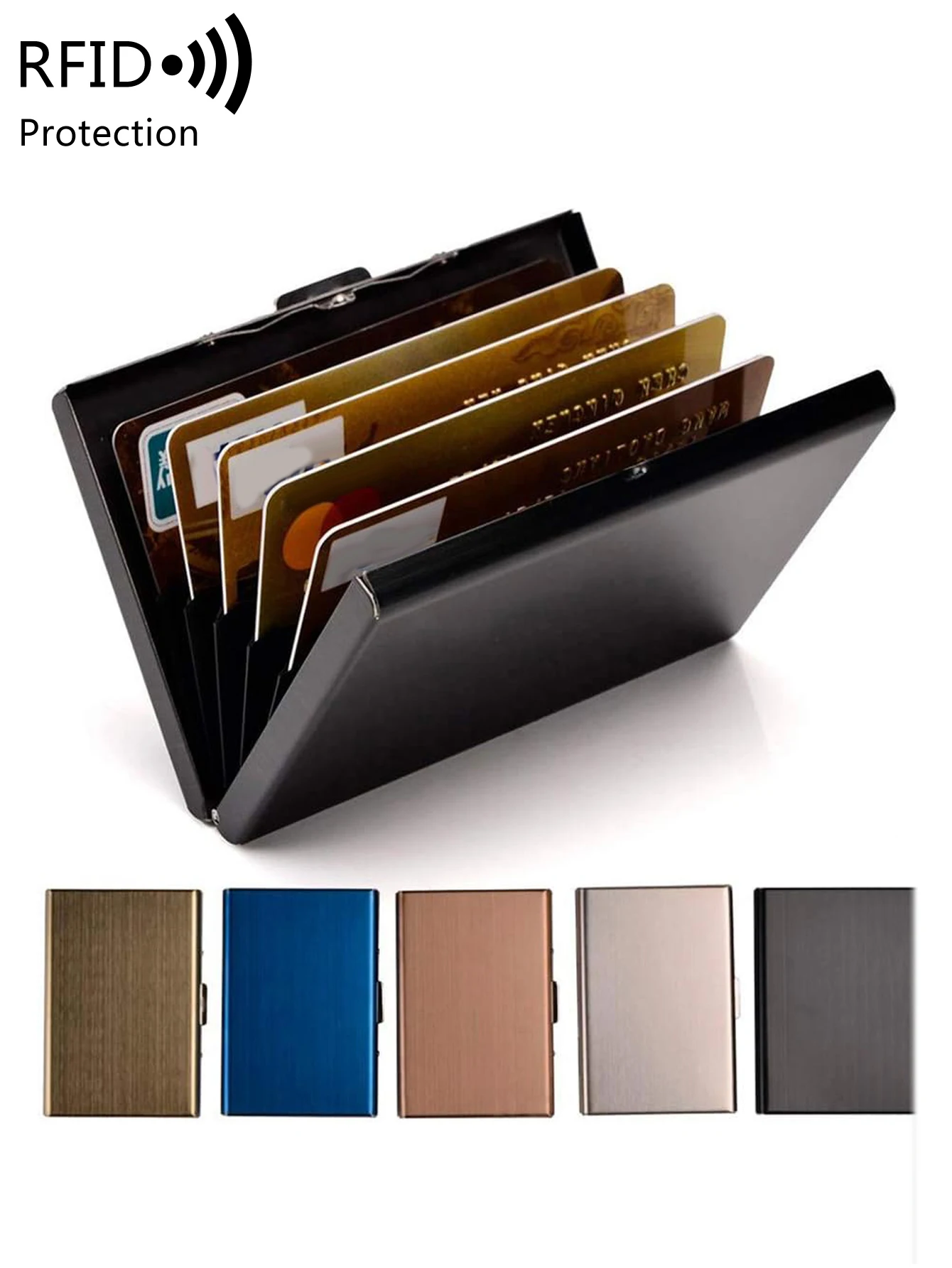 RFID Shielded ID Credit Card Holder Simple and Ultra-Thin Portable Stainless Steel Metal ID Card Holder Men's and Women's Card W