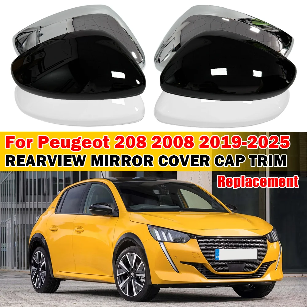 Couvercle de rétroviseur latéral de remplacement pour Peugeot 208 2008 2019 – 2023, capuchon d'aile, boîtier extérieur, accessoires de garniture, décor de véhicule