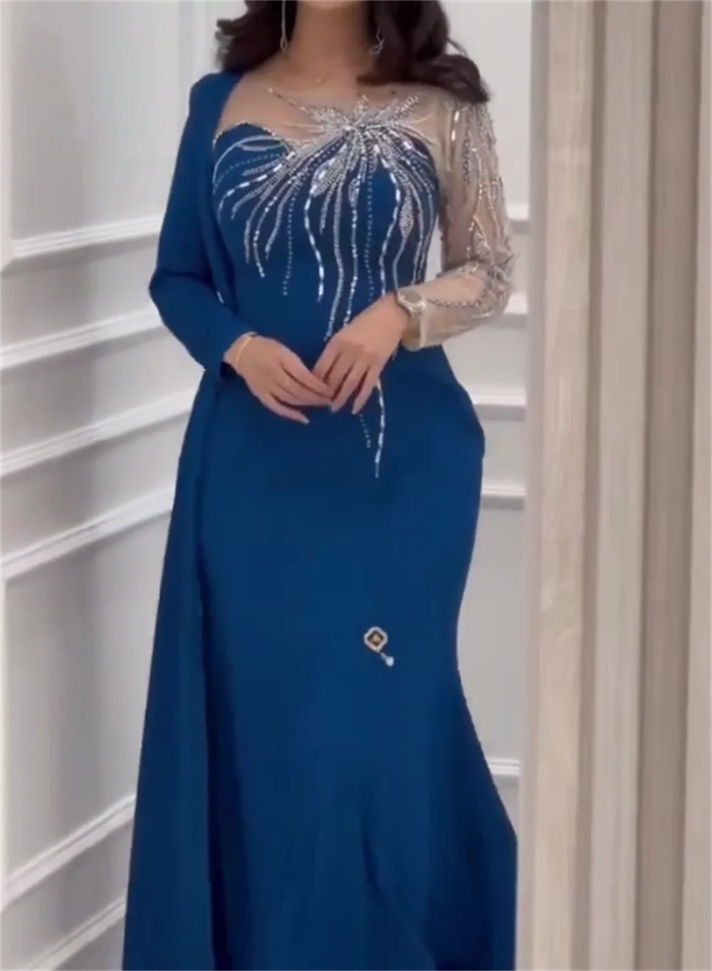 High Quality Sexy Jewel Mermaid Satin Formal Occasion Gown Vestido De Fiesta فساتين حفلات العودة للوطن 무도회 드레스