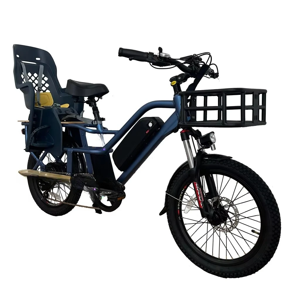 WWE 2026 latest adult electric bicycle with child seat 48v 15ah Shimano 7-speed electric family two-seat bicycle ex-factory pric