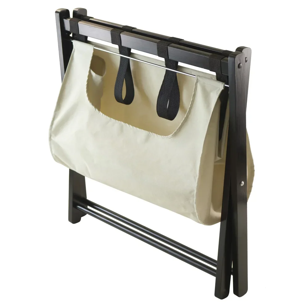 Winsome Wood Dora Luggage Rack with Fabric Basket, Espresso Finish