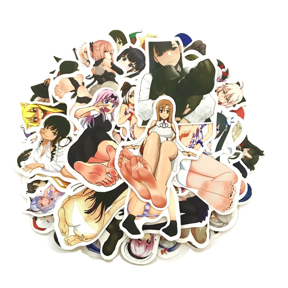 50pcs Stickers Phone Adult Anime Stickers Decoration Silk Stockings Anime Girl Computer Sticker Waterproof PVC