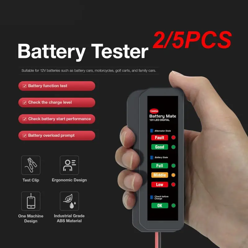 

2/5PCS Mini 12V Car Battery Tester Digital Alternator Tester 6 LED Lights Display Car Diagnostic Tool Auto Battery Tester