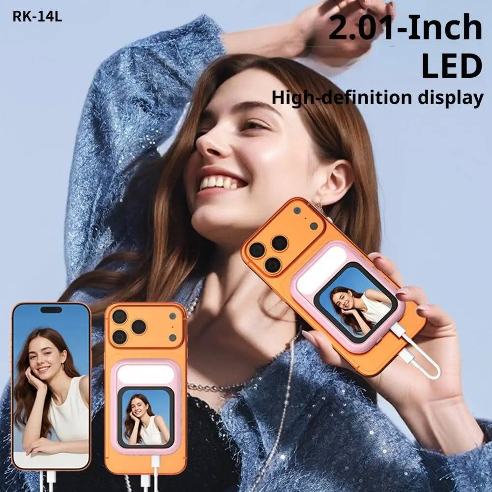 Magnetic Phone Monitor Wireless Screen Mirroring Display With Fill Light For Iphone 17 Selfie Rear Camera Live Streaming Vlog
