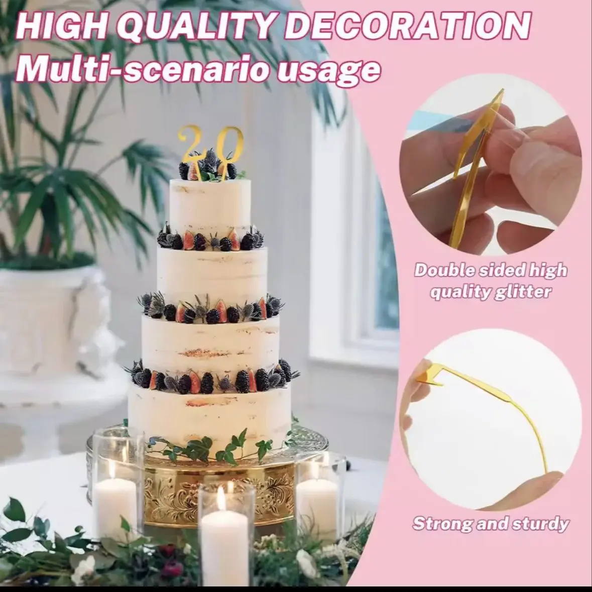 10 Stück/1 Stück Gold Acryl Zahlen für Kuchen 0-9 Nummer Geburtstag Cupcake Topper Gold Acryl Kuchen Topper für Geburtstag Hochzeit Party – Detail 6