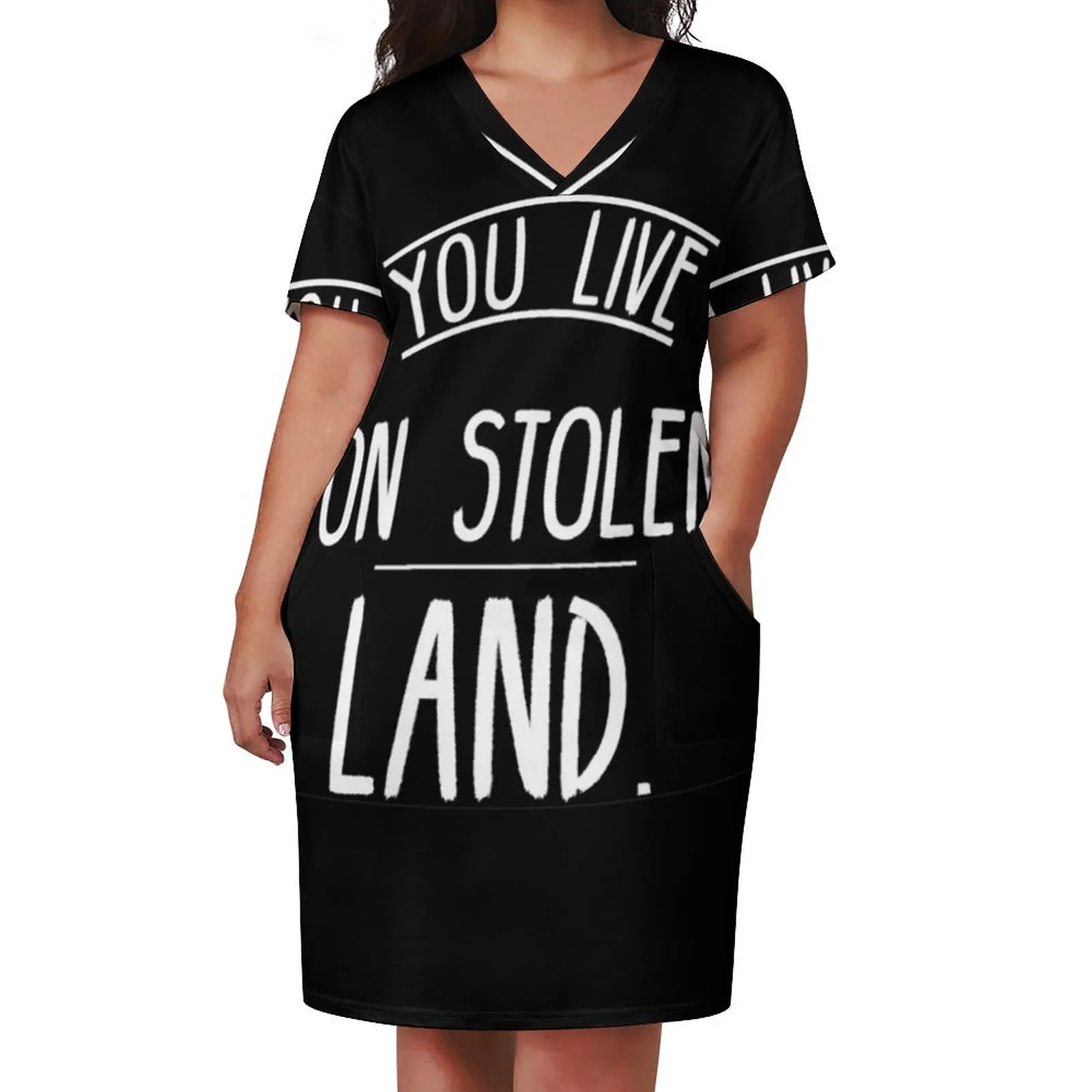 You live on stolen land Loose Pocket Dress women dresses elegant dress