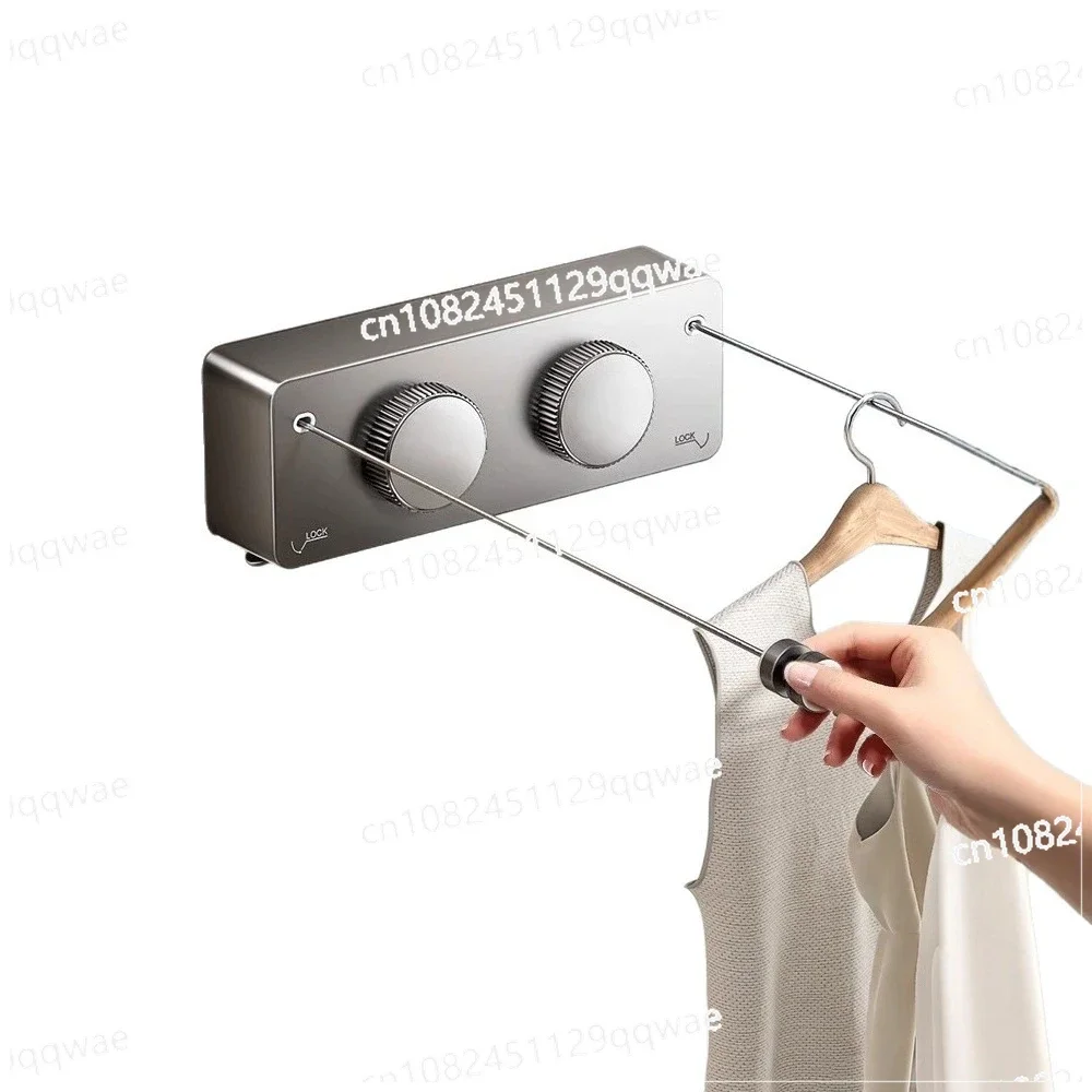 Double rope invisible telescopic clothesline bathroom wall hanging clothesline living room balcony non-punching wire rope