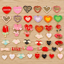 10pcs Mix Cute Enamel Love Heart Red Lips Balloon Charms Pendants for Jewelry Making Earrings Necklaces Bracelet DIY Crafts Gift